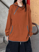 knit diagonal zipper hoodie