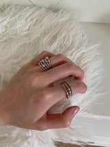 Silver ball bangle ring 2SET