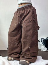 DOWN CARGO RIVET NYLON LONG PANTS 🖤🤎🩶3COLOR
