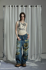 LOVE CAMO SLEEVESS TOP