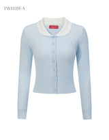 Stella A Hotfix Twisted Collar Knitwear Cardigan BLUE