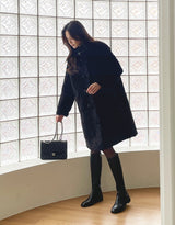 Betia High Neck Boucle Mustang Double Long Coat