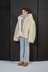 TWO TONE FUR JACKET -IVORY