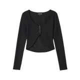 Dry Fit Layered Cover-Up Bolero Cardigan - BLACK