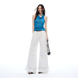 American Vintage White Cargo Parachute Pants