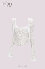 White Daisy flare cardigan two-piece(SET)