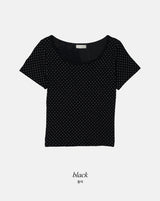 BYドットスリムクロップショートスリーブTシャツ(3color)