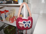 Hot Pink Knit Flower Bunk Hat & Bag Set 2