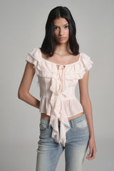 Cherry Sorbet Ruffle Top, Baby Pink