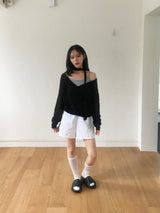 Two-line nylon washable shorts (8c)