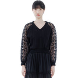 Flower Lace Jeogore T-shirt Black