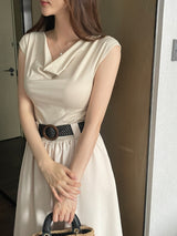 メアリー カウルネック フレア ロングワンピース (Belt Set)