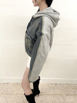 1438. Denim padding hood zip-up (2color)
