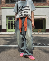 ウェービーウォッシングピンタックバルーンデニムパンツ