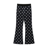 スターリーベルベットブーツカットパンツ - BLACK