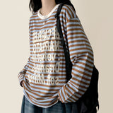 Rosé color Dangara color matching lettering loose fit long sleeve tee 