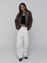 Curved Cotton Pants_White