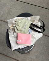 Pattern string pouch - mint stripe , S size