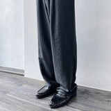 Textured Draped Wide Pants