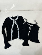 Lily Lace Sleeveless Cardigan Two-Piece Set