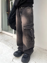 Zelda Vintage Wide Diagonal Cargo Denim