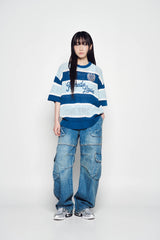 25SS ワイドデニムファティグカーゴパンツ ブルー