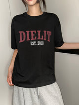 デビル レタリング タトゥー グラフィック オーバーサイズ Tシャツ 3カラー