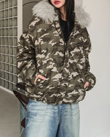[Fur Detachable] エルモラクーンフードカモフラージュパディング