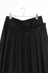 wool unbal button pleats skirt(2colors)