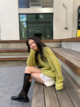Cinnamon cable knit_olive
