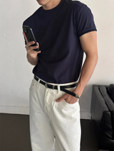 [4SEASON] ショルダーラインセミマッスルフィットTシャツ(4color)