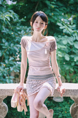 [MADE] Love It Lace Asymmetric Off-Shoulder Tee