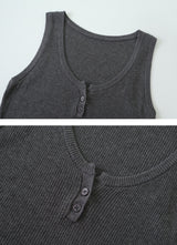 #ボタンポイントリブスリーブレス (3color)
