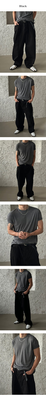 [UNISEX] Tuck wide denim pants (2color)