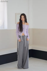 lace pocket wide slacks