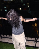 (2color) Mismatched Button Neck Slub Sleeveless Tee