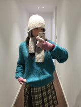 [MD Pick]Wool-Touch Brush V-Neck Knit (4 Colors)