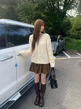 Search Leather Vintage Eyelet Buckle Shoulder Bag