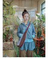UnsocialNight original literary retro versatile カジュアル イラストプリントワンショルダークロスボディバッグ for women
