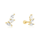 ゴールドトリプルバーボールシングルピアス E070-08G