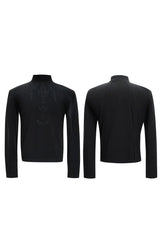 Embroidered Spine Mock Neck Tee