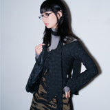 Ribbon-Twisted Top *Scarf Set [Black]