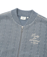 Women’s Cable Knit Zip-Up Jacket Ash Blue
