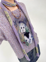 Floral print long-sleeved vintage pullover sweater