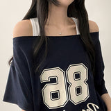 デロンスパン アンバルショルダー ボクシーフィット ショートスリーブTシャツ