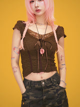 cocoa lace top (2color)