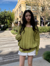 Cinnamon cable knit_olive