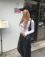 Barrel denim pants