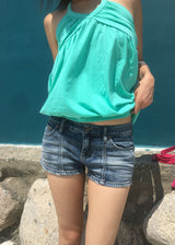 LINE MICRO DENIM SHORTS