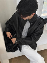 ASCLO Mono High Neck Leather Blouson (2color)